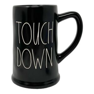 Rae Dunn "TOUCH DOWN" Black Ceramic Mug New FOOTBALL collection 🏈🏈
